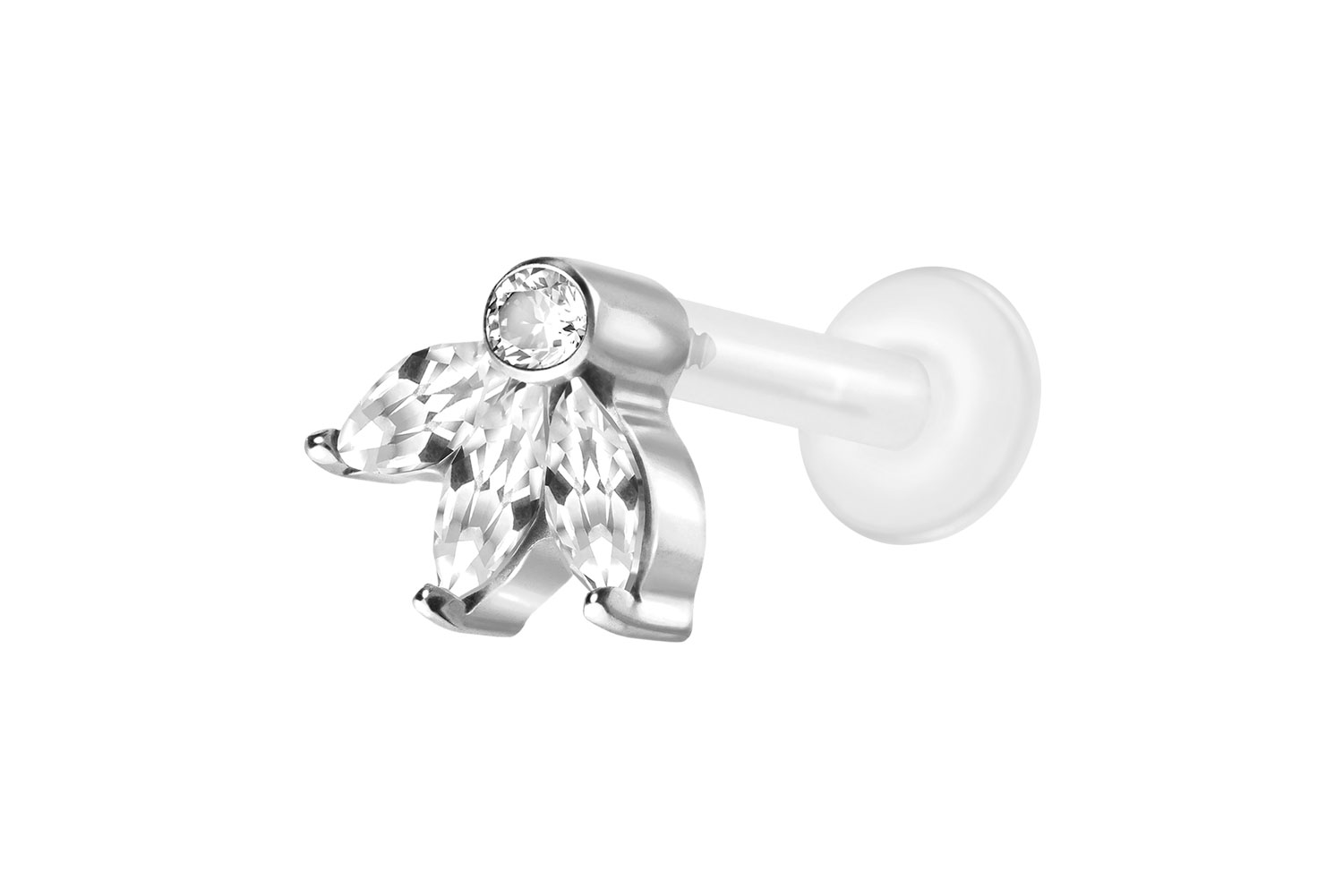 PTFE Labret mit Innengewinde + Titan-Aufsatz LOTUSBLÜTE